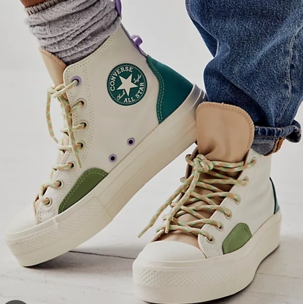 Colorblock High-Tops with Multicolor Laces
